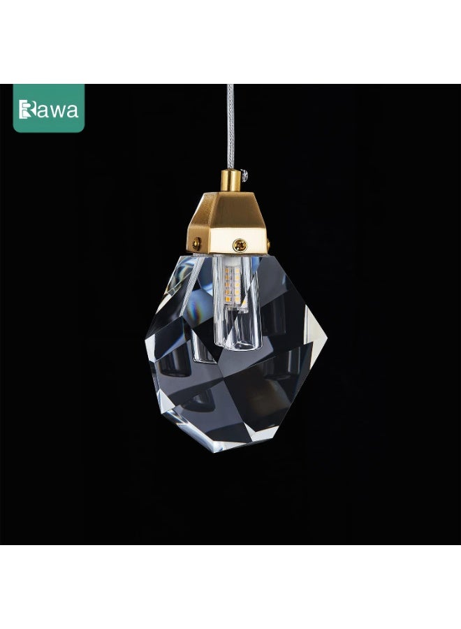 روعة مصباح معلق من الكريستال الماسي الخفيف، مصباح معلق صغير للسقف بلمسة نهائية من النحاس المطلي باللون الذهبي، مصباح معلق LED متغير الألوان من الكريستال المنشوري للمطبخ والحمام وغرفة النوم والبار (مصباح واحد) - Image 2